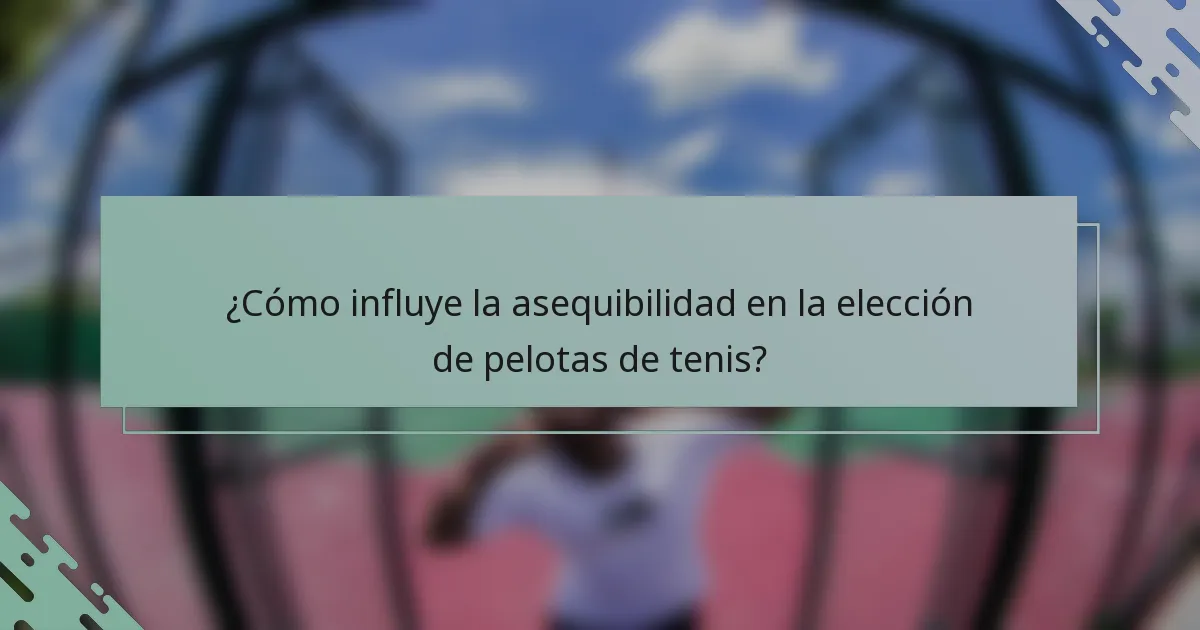 ¿Cómo influye la asequibilidad en la elección de pelotas de tenis?
