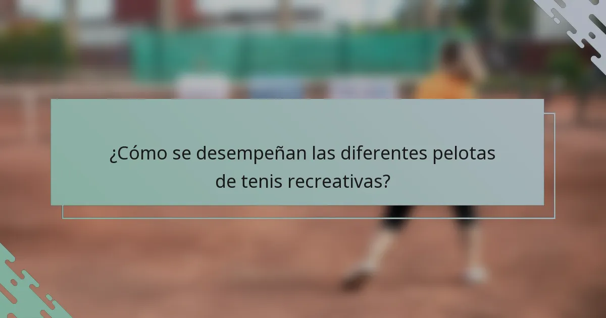 ¿Cómo se desempeñan las diferentes pelotas de tenis recreativas?