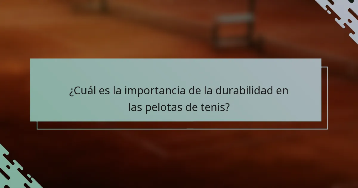 ¿Cuál es la importancia de la durabilidad en las pelotas de tenis?