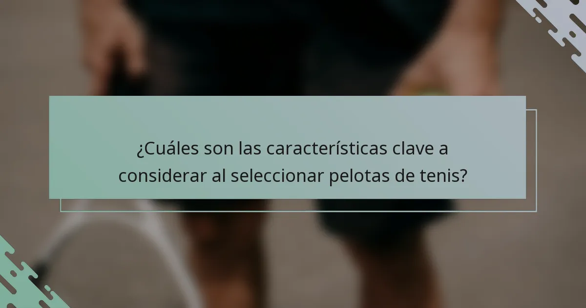 ¿Cuáles son las características clave a considerar al seleccionar pelotas de tenis?