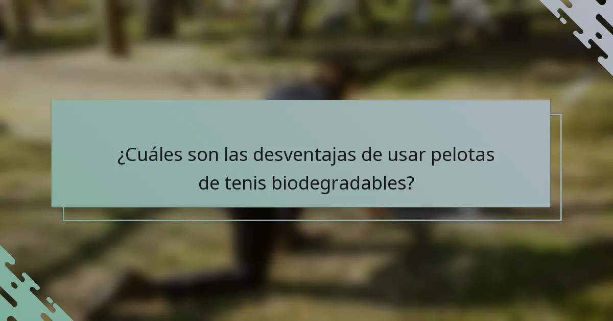 ¿Cuáles son las desventajas de usar pelotas de tenis biodegradables?