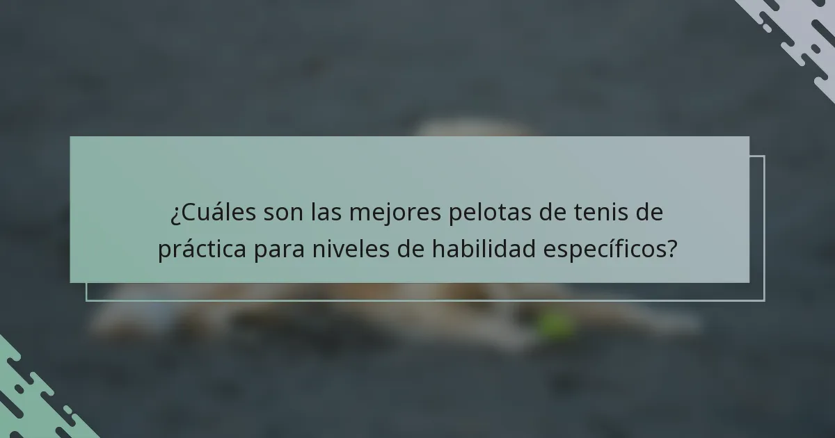 ¿Cuáles son las mejores pelotas de tenis de práctica para niveles de habilidad específicos?