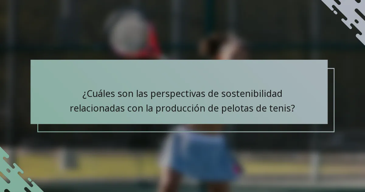¿Cuáles son las perspectivas de sostenibilidad relacionadas con la producción de pelotas de tenis?
