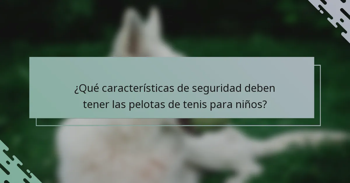 ¿Qué características de seguridad deben tener las pelotas de tenis para niños?