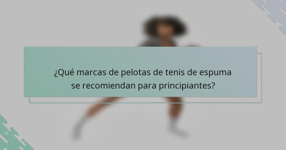 ¿Qué marcas de pelotas de tenis de espuma se recomiendan para principiantes?