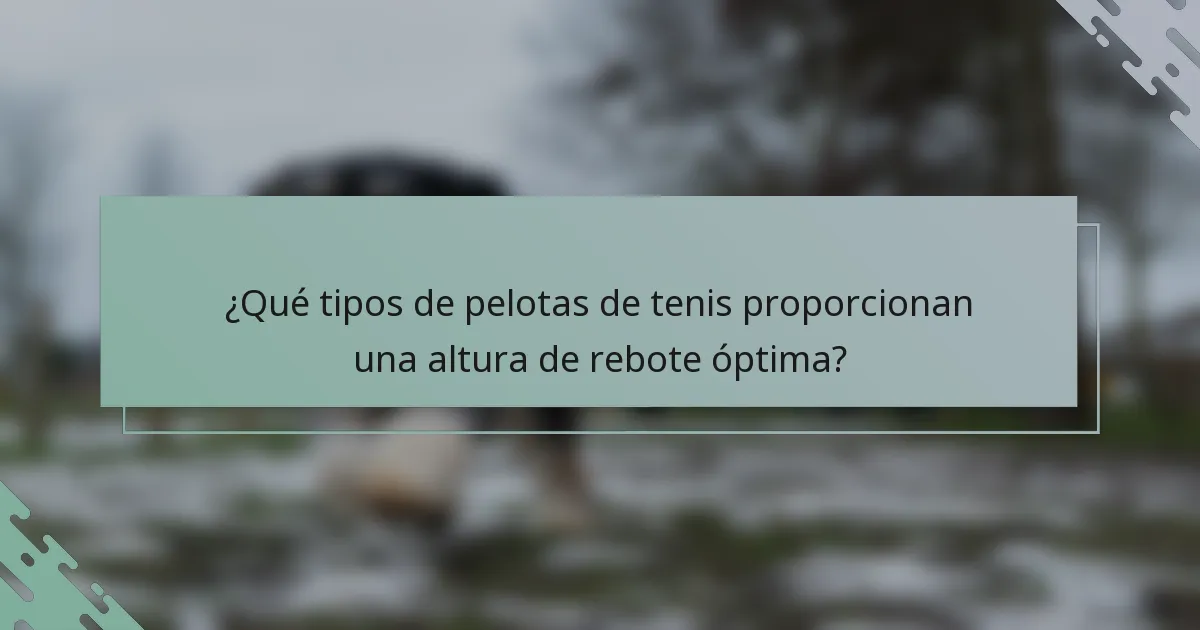 ¿Qué tipos de pelotas de tenis proporcionan una altura de rebote óptima?